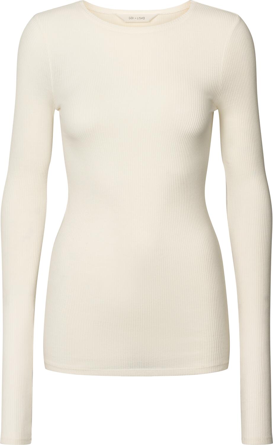 Lise rib langærmet t-shirt - Off White